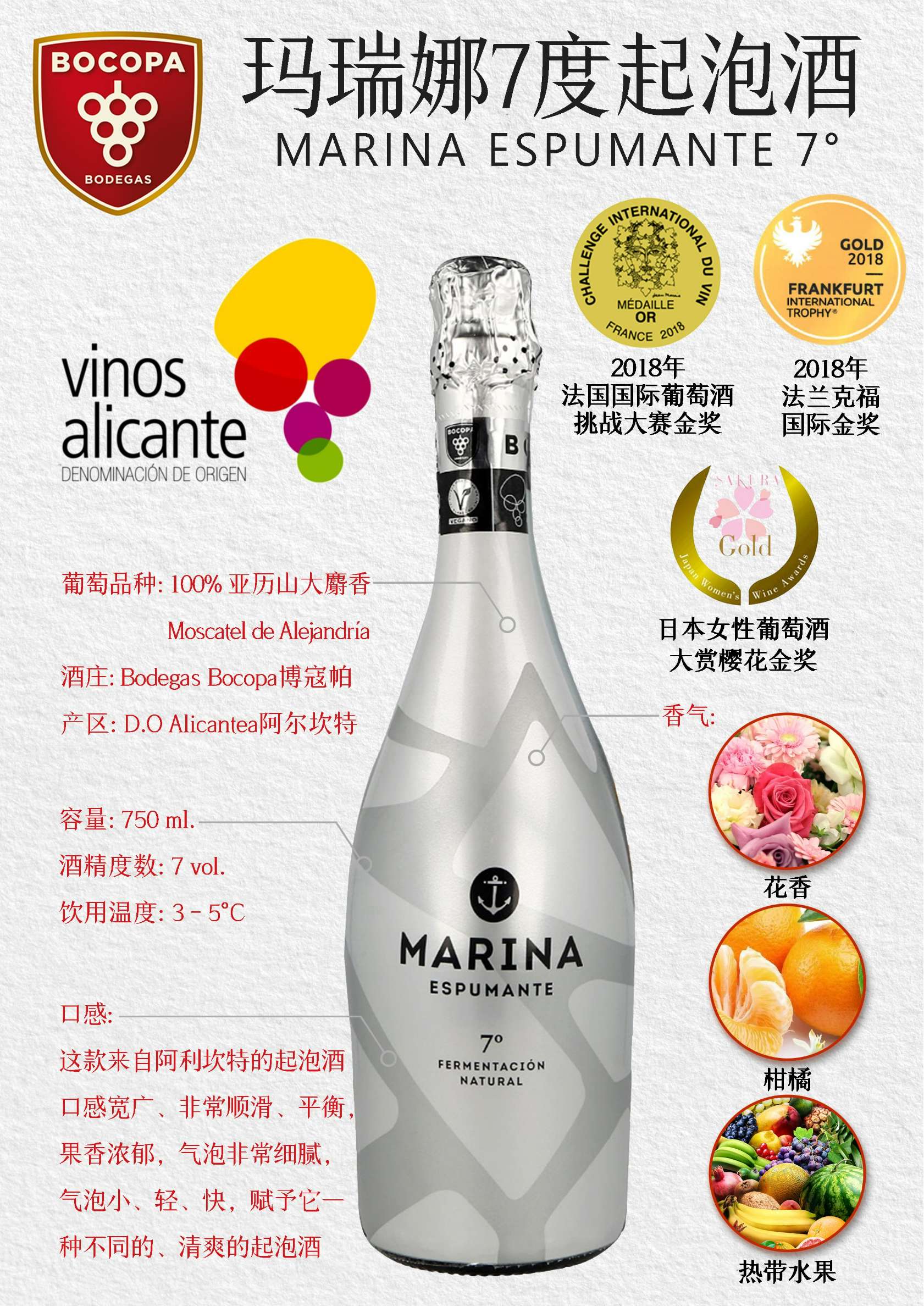 玛瑞娜7度起泡酒(银色)